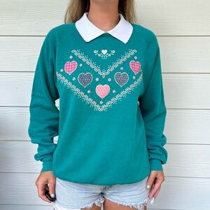 Vintage Jerzees Teal Heart Sweater